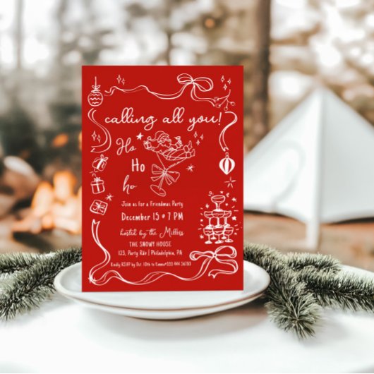 お洒落Friendmasパーティーサンタカクテル 案内状