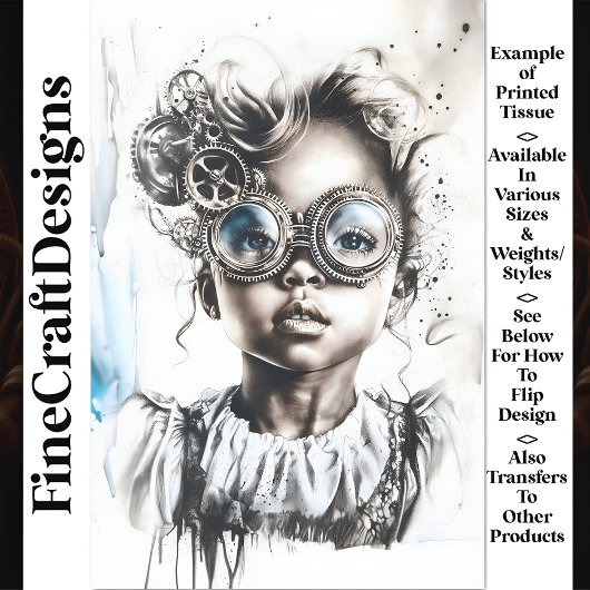 お洒落Ggles W7デコペのモノクロガール 薄葉紙