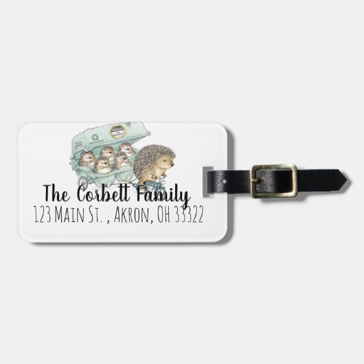 お洒落Hedgehogファミリのカスタマイズ ラゲッジタグ (正面横)