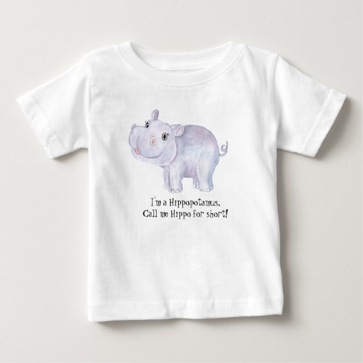 お洒落Hippopotamus – 水彩プリント ベビーTシャツ (正面)