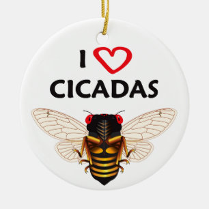 "お洒落I Love Cicadas"デザインオーナメント セラミックオーナメント