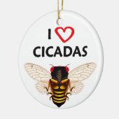 "お洒落I Love Cicadas"デザインオーナメント セラミックオーナメント (左)