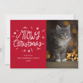 お洒落Meowy Christmas Red Cat写真 シーズンカード (正面)