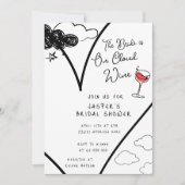 お洒落On Cloud Wineハンドドローブライダルシャワー 招待状 (正面)