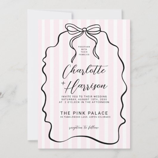 お洒落Pinstrive Bow Photo結婚's 招待状 (正面)