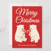 お洒落Polar Bears with Candy Canes Christmas シーズンカード (正面)