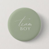 お洒落Sage Green Gender Reveal Team Boy 缶バッジ (正面)