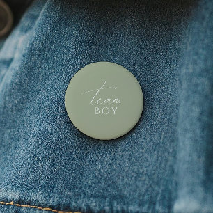 お洒落Sage Green Gender Reveal Team Boy 缶バッジ