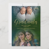 お洒落Script 2写真モダン卒業生ツインズ 招待状 (正面)