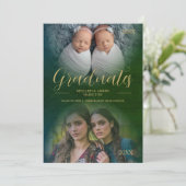 お洒落Script 2写真モダン卒業生ツインズ 招待状 (スタンド正面)