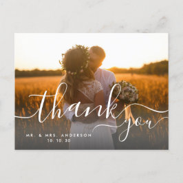 お洒落Script 2写真素朴結婚Thank You ポストカード