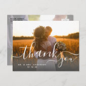 お洒落Script 2写真素朴結婚Thank You ポストカード (正面/裏面)