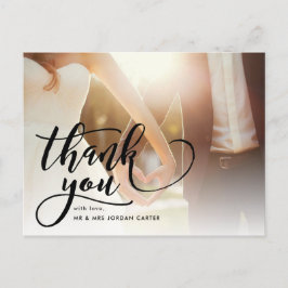 お洒落Script Full Photo's 結婚 Thank You ポストカード