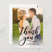 お洒落Script Full Photo's 結婚 Thank You ポストカード (正面/裏面)