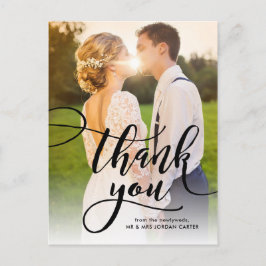 お洒落Script Full Photo's 結婚 Thank You ポストカード