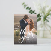 お洒落Script Full Photo's 結婚 Thank You ポストカード (スタンド正面)