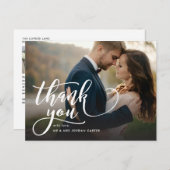 お洒落Script Full Photo's 結婚 Thank You ポストカード (正面/裏面)