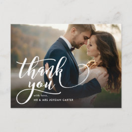 お洒落Script Full Photo's 結婚 Thank You ポストカード
