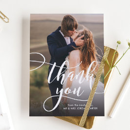 お洒落Script Full Photo's 結婚 Thank You ポストカード