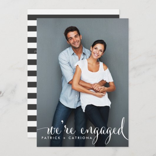 お洒落Script Photo婚約パーティ招待状 招待状 (正面/裏面)