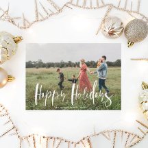 お洒落script photo happy holiday card