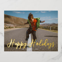 お洒落script photo happy holiday card