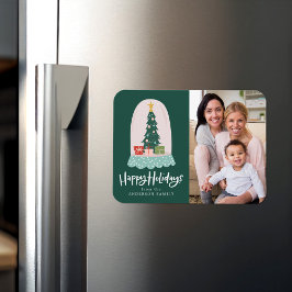 お洒落Snow Globeフォトホリデー マグネット