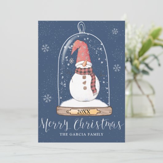 お洒落Snow Globe Non-Photo Christmas Card (スタンド正面)