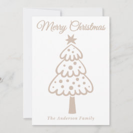 お洒落Taupe Hand Drawn Christmas Tree シーズンカード