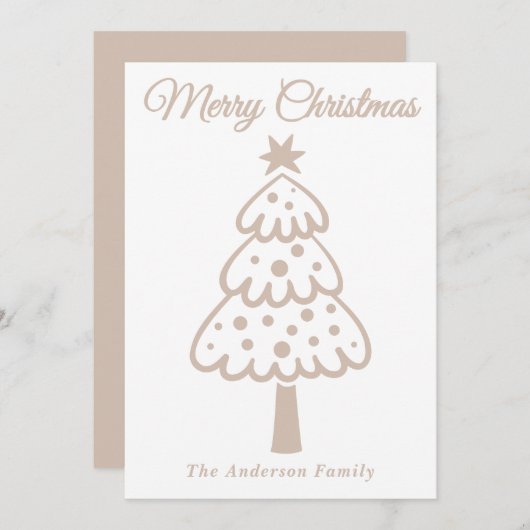 お洒落Taupe Hand Drawn Christmas Tree シーズンカード (正面/裏面)