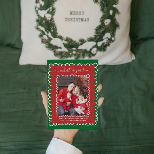 お洒落What a Year Photo Collageクリスマス カード