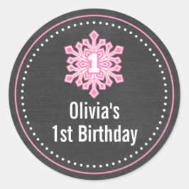 お洒落Winter Onederland 1st Birthday Name ラウンドシール