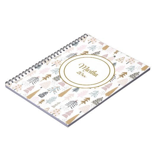 お洒落Winter Tree Pattern, Notebook Journal ノートブック (左側)