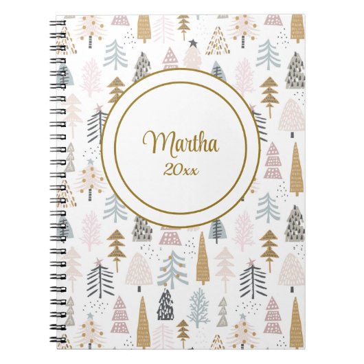お洒落Winter Tree Pattern, Notebook Journal ノートブック (正面)