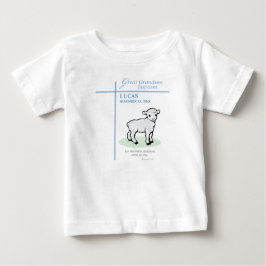 お洗礼のブルーラムパーソナライズデザイン ひいお孫さん用 ベビーTシャツ