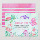 お海の下のスプラッシュお誕生日お礼カード サンキューカード (正面/裏面)