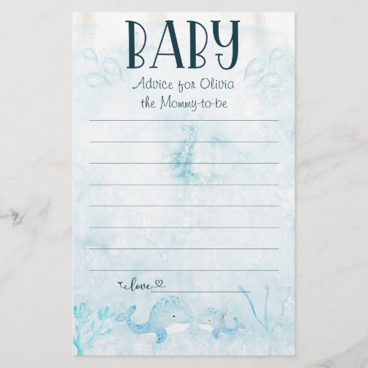 お海の下のベイビー！ベイビーシャワーのための親アドバイス チラシ (正面)