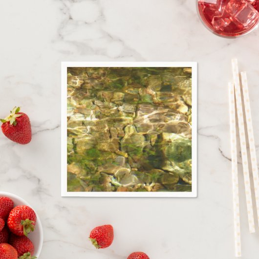 お湯からの水春緑 – 金ゴールド自然 スタンダードカクテルナプキン (インサイチュ)