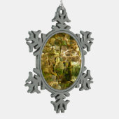 お湯からの水春緑 – 金ゴールド自然 スノーフレークピューターオーナメント (左)