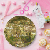 お湯からの水春緑 – 金ゴールド自然 ペーパープレート (パーティー)