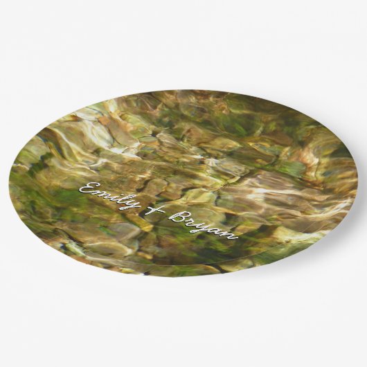 お湯からの水春緑 – 金ゴールド自然 ペーパープレート (アングル)