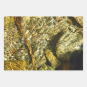 お湯からの水春緑 – 金ゴールド自然 ラッピングペーパーシート (正面3)