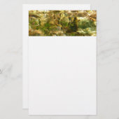 お湯からの水春緑 – 金ゴールド自然 便箋 (正面/裏面)