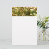 お湯からの水春緑 – 金ゴールド自然 便箋 (スタンド正面)