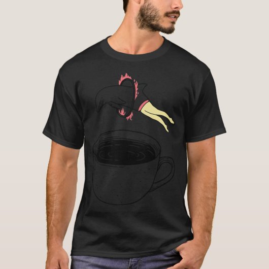 お湯の入ったホットコーヒーカップ Tシャツ (正面)