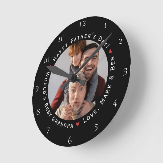 お父さんありがとう 世界で一番素敵なおじいちゃん クールでトレンディー ラウンド壁時計 (傾斜)