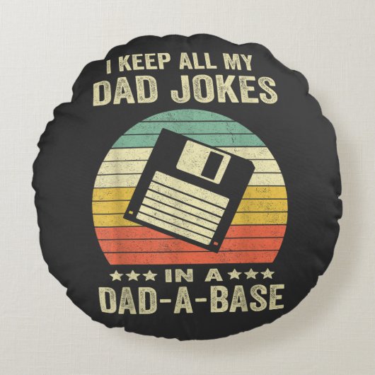 お父さんおもしろダジャレ in dad-a-Base ラウンドクッション (正面)
