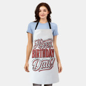 お父さんお誕生日おめでとう ビンテージ風タイポグラフィーTシャツデザイン エプロン (着用した状態)