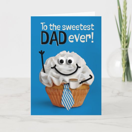 お父さんお誕生日おめでとう　最も愛しいカップケーキとコーヒー シーズンカード (正面)