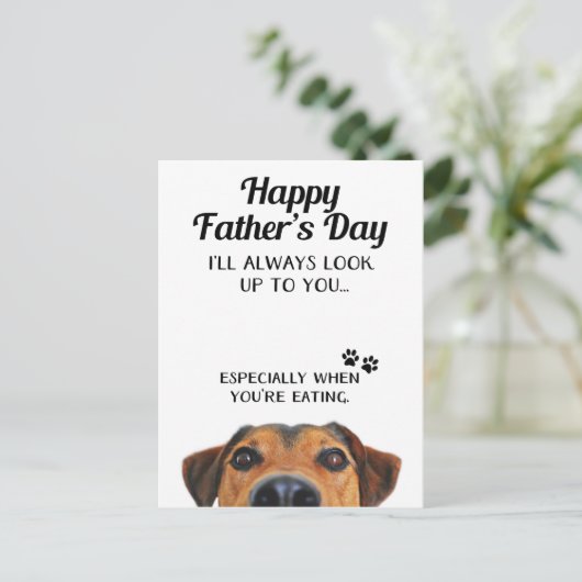 『お父さんたちに目をおもしろい向けて』ドッグから届いたハガキ ポストカード (スタンド正面)